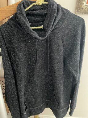 Christopher & Banks Cowl neck Black sparkle Large